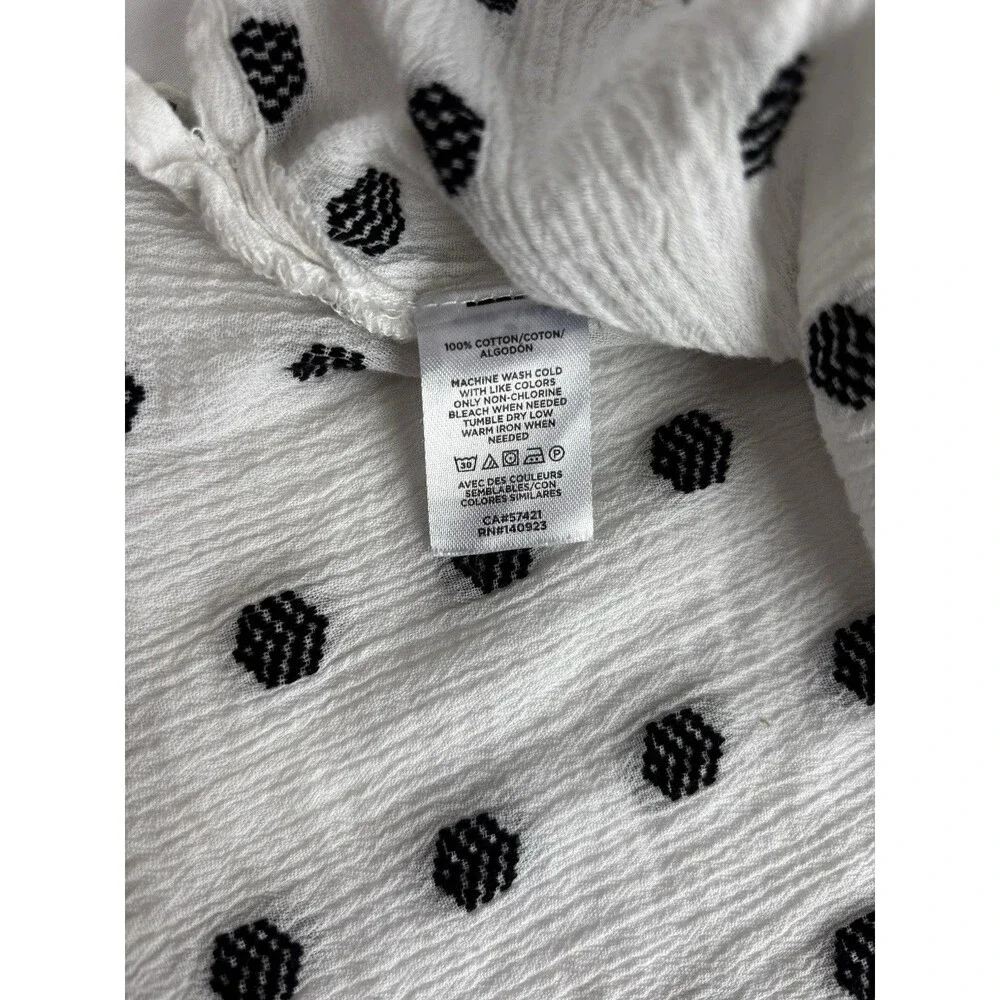 Loft Blouse Women's SP Petite Small White Black 3D Textured Embellished Puff